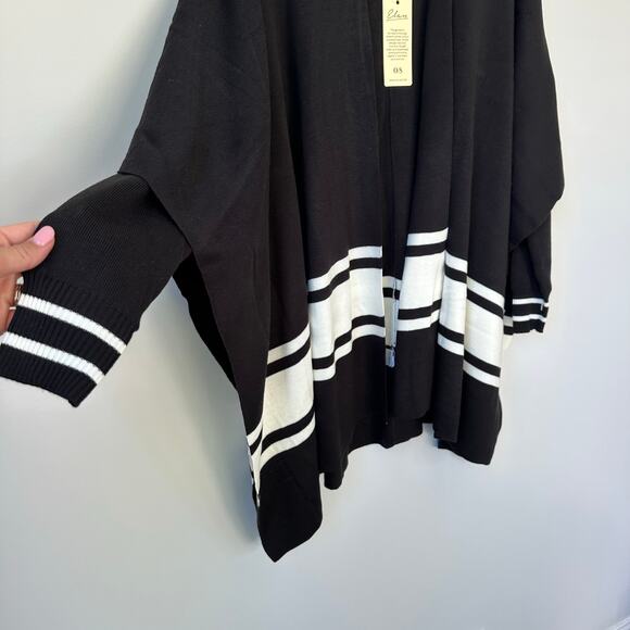 Elan Striped Cardigan Poncho Black White O/S NWT - Picture 10 of 10